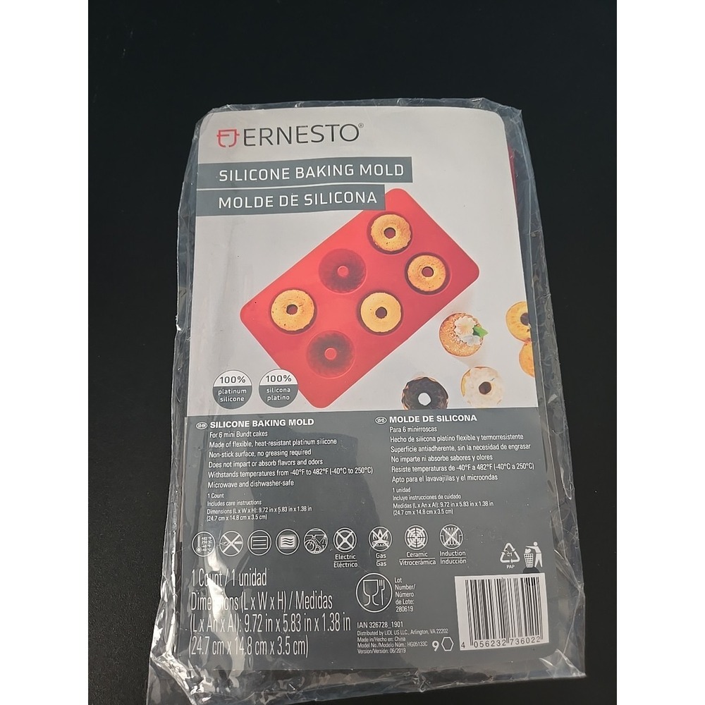 Ernesto mini Bundt Cakes 6 Silicone Baking Mold Flexible Heat Resistant Platinum